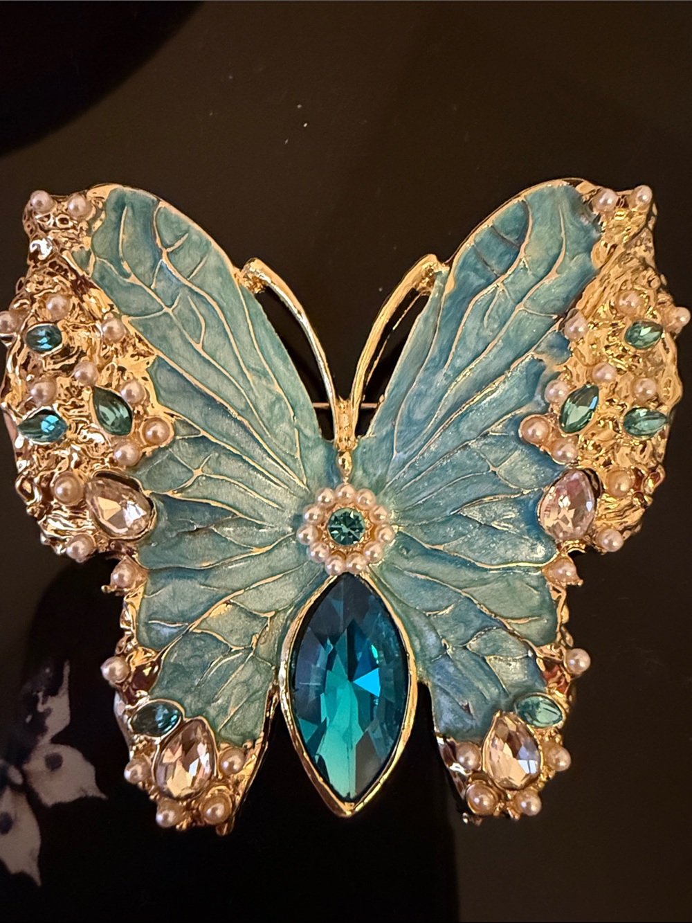 Decorative Turquoise Butterfly Accent with Teal Crystal